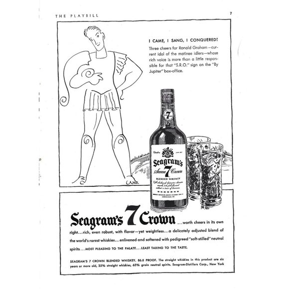 Segram 7 Crown Whiskey 1940s Vintage Print Ad - Picture 4 of 4